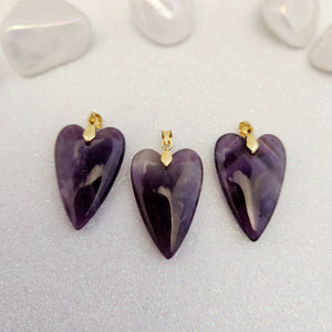 Amethyst Crystal Heart Pendant | Emotional Balance | Assorted
