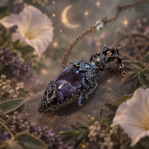 Amethyst Crystal Pendulum | Clarity & Focus | Assorted Close up