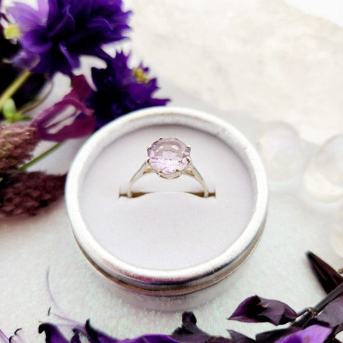 Amethyst Faceted Round Ring (sterling silver)