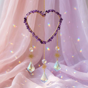 Amethyst Heart Sun | Prism Suncatcher | Window Hanging