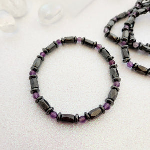 Amethyst & Magnetic Hematite Bracelet