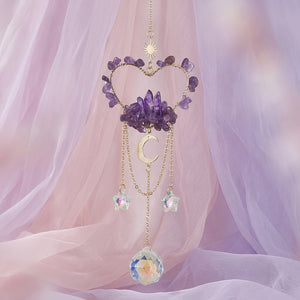 Amethyst Moonlit Heart | Prism Suncatcher | Window Hanging
