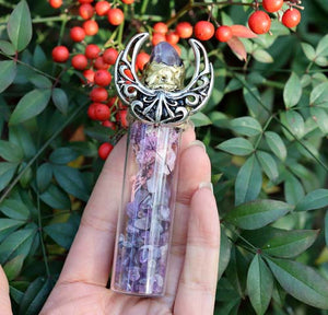 Amethyst in Crescent Moon Embellished Bottle