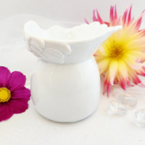 Angel Wing Oil Burner | Ceramic | White