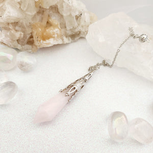 Antique Look Rose Quartz Pendulum