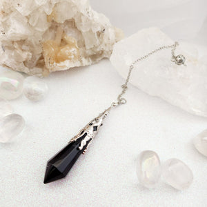 Antique Silver Look Black Onyx Pendulum