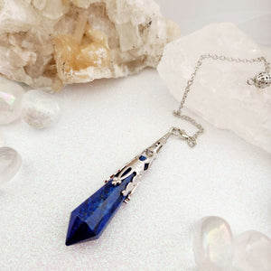 Antique Silver Look Lapis Lazuli Pendulum