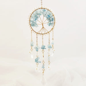 Aquamarine Tree of Life Hanging w. Prisms
