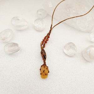 Australian Boulder Opal w. Orange Garnet & Sunstone Wrapped Pendant