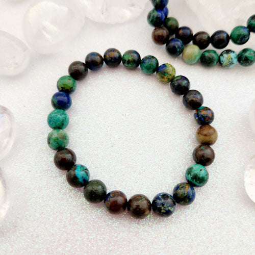 Azurite & Malachite Bracelet (assorted. approx. 8mm round beads)