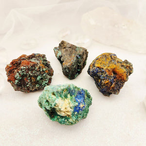 Azurite & Malachite crystal rough rock with vibrant blue and green patterns, supporting insight and emotional healing