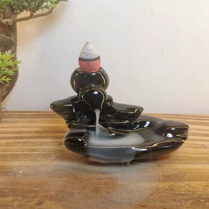 Pouring Spout Backflow Incense Burner | Ceramic | Black