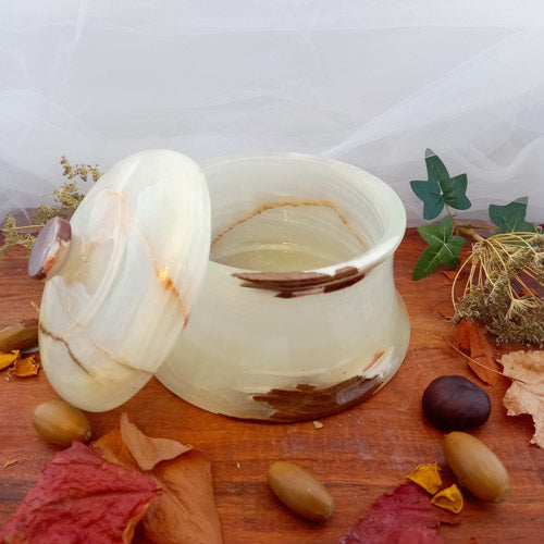 Banded Calcite aka Marble Onyx Jar (approx. 11x15.1cm)