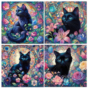 Black Cat Coasters | Ceramic | Set of 4