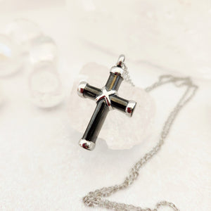 Black Cross Keepsake Memorial Pendant w. Chain