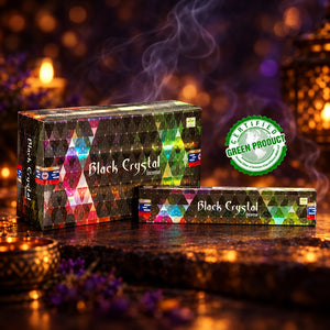 Black Crystal Incense Sticks | Hand Rolled | Satya | 15g