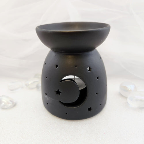 Black Moon Ceramic Oil Burner (approx  10x9x9cm)