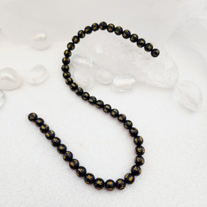 Black Obsidian Om Mane Padme Hum Bead Strand
