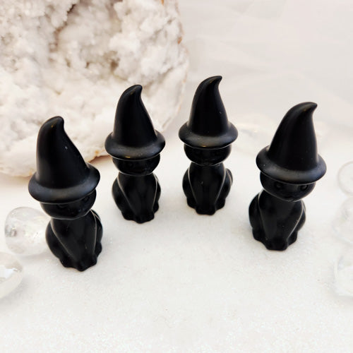 Black Obsidian Witchy Cat (assorted. approx. 6x2.3cm)
