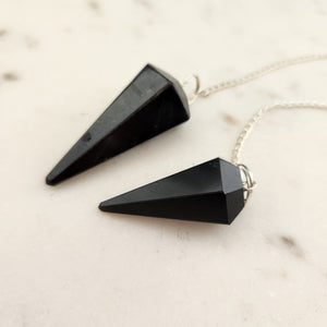 Black Tourmaline Faceted Pendulum | Intuitive Guidance | Assorted