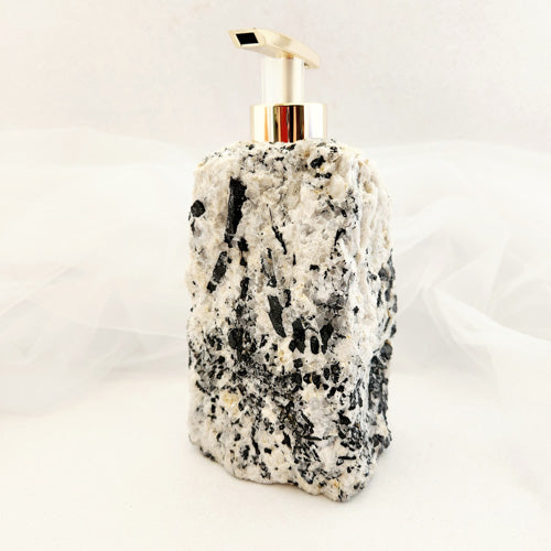 Black Tourmaline in Quartz Soap Dispenser (approx. 18x9cm)