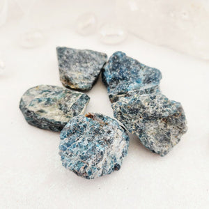 Blue Apatite crystal rough rock with deep blue hues, promoting mental clarity and motivation