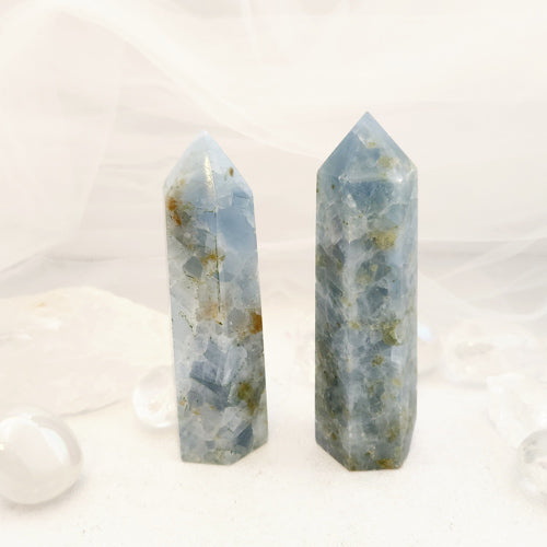 Blue Calcite Polished Point (assorted. approx. 8.6-9x2.8cm)