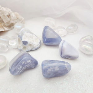 Blue Chalcedony Crystal Tumbled Stone | Speakers Stone | Large