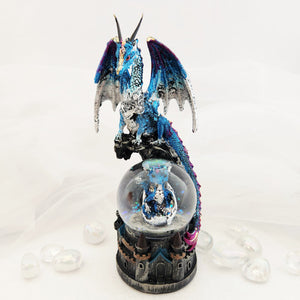 Blue Dragon w. Hatchling LED Snow Globe