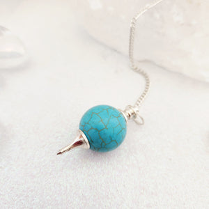 Blue Dyed Howlite Ball Pendulum