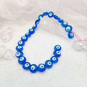 Blue Eye aka Evil Eye Handmade Lampwork Glass Bead Strand