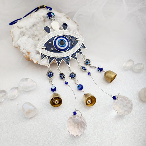Blue Eye aka Evil Eye Hanging w. Bells & Prisms