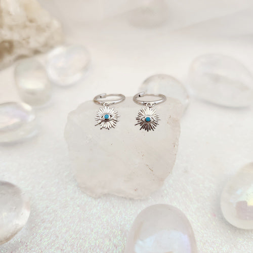Blue Eye aka Evil Eye Sleeper Earrings (sterling silver)