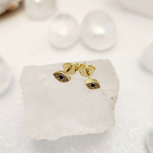 Blue Eye aka Evil Eye Stud Earrings (gold or silver plated sterling silver)