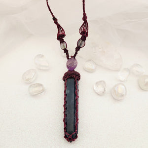 Blue Fluorite Point Wrapped Pendant