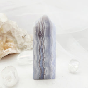 Tall blue lace agate obelisk
