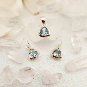 Blue Topaz Pendant & Earrings Set