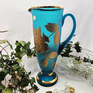 Bohemia Glass Pitcher | King Fisher Blue | Czechoslovakia | Pre-Loved