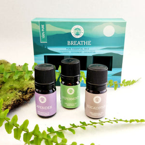 Breath Aromatherapy Set | Lavender, Peppermint, Eucalyptus | Pure Essential Oils | 5ml