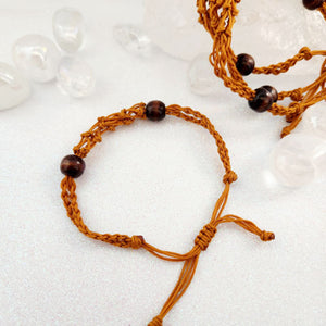 Brown Braided Cord Crystal Holder Bracelet