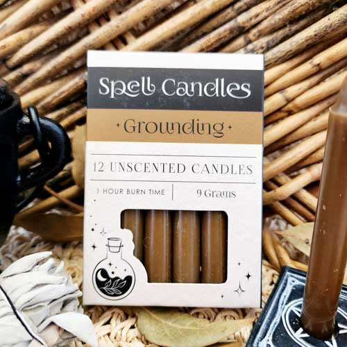 Brown Grounding Spell Candles (box of 12.approx.1 hr burn time)