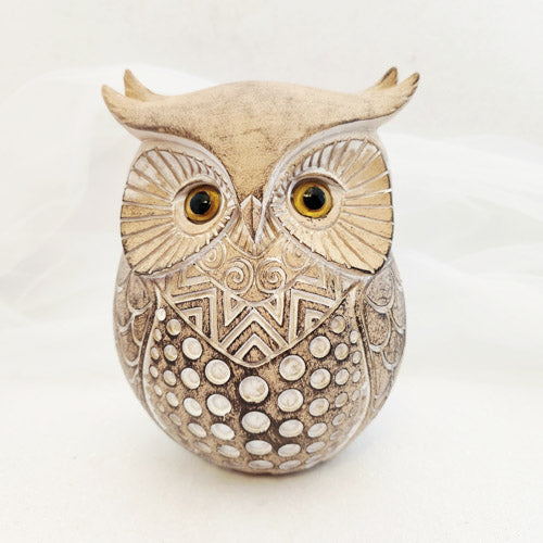 Brown Wooden Owl (approx. 15.5x11.5cm)