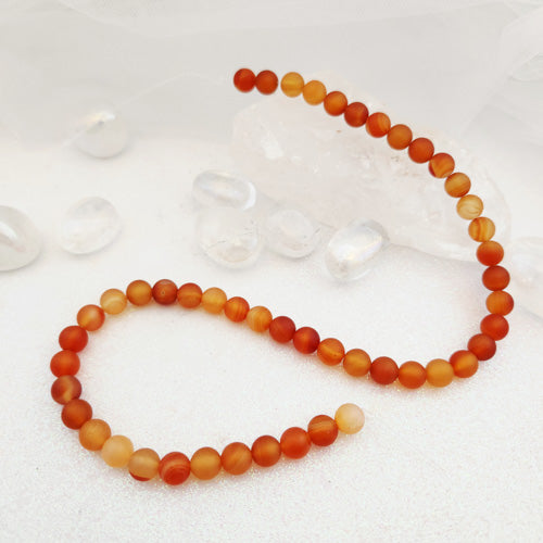 Carnelian/Agate Frosted Bead Strand (approx. 46-48x8mm round beads)