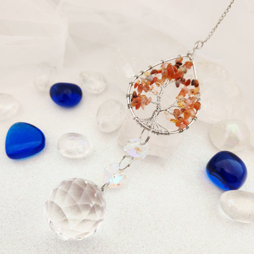 Carnelian/Agate Tree of Life Hanging Prism
