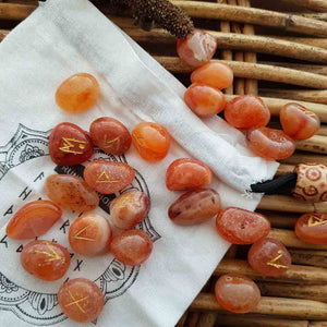 Carnelian Runes Crystal Kit | 24+1 Crystals | Guide