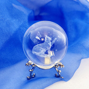 Cat & Butterfly Glass Ball w. Stand