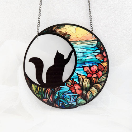 Cat & Moon Hanging (approx. 15cm diameter)