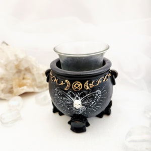 Cauldron Triple Moon Moth Skull Tealight Holder