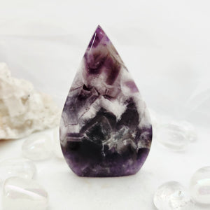 Chevron Amethyst Crystal Flat Flame | Calming & Energetically Cleansing | 106g