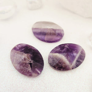 Chevron Amethyst Faceted Flat Stone